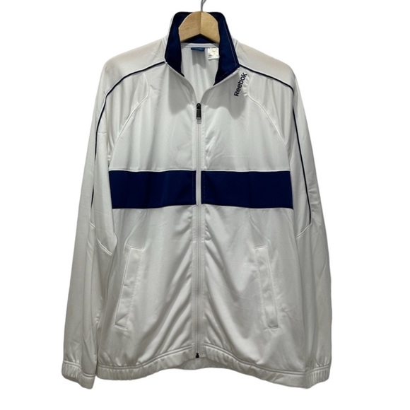 Reebok Other - Reebok Retro White & Navy Lightweight Zip up Jacket Men’s Size Large
